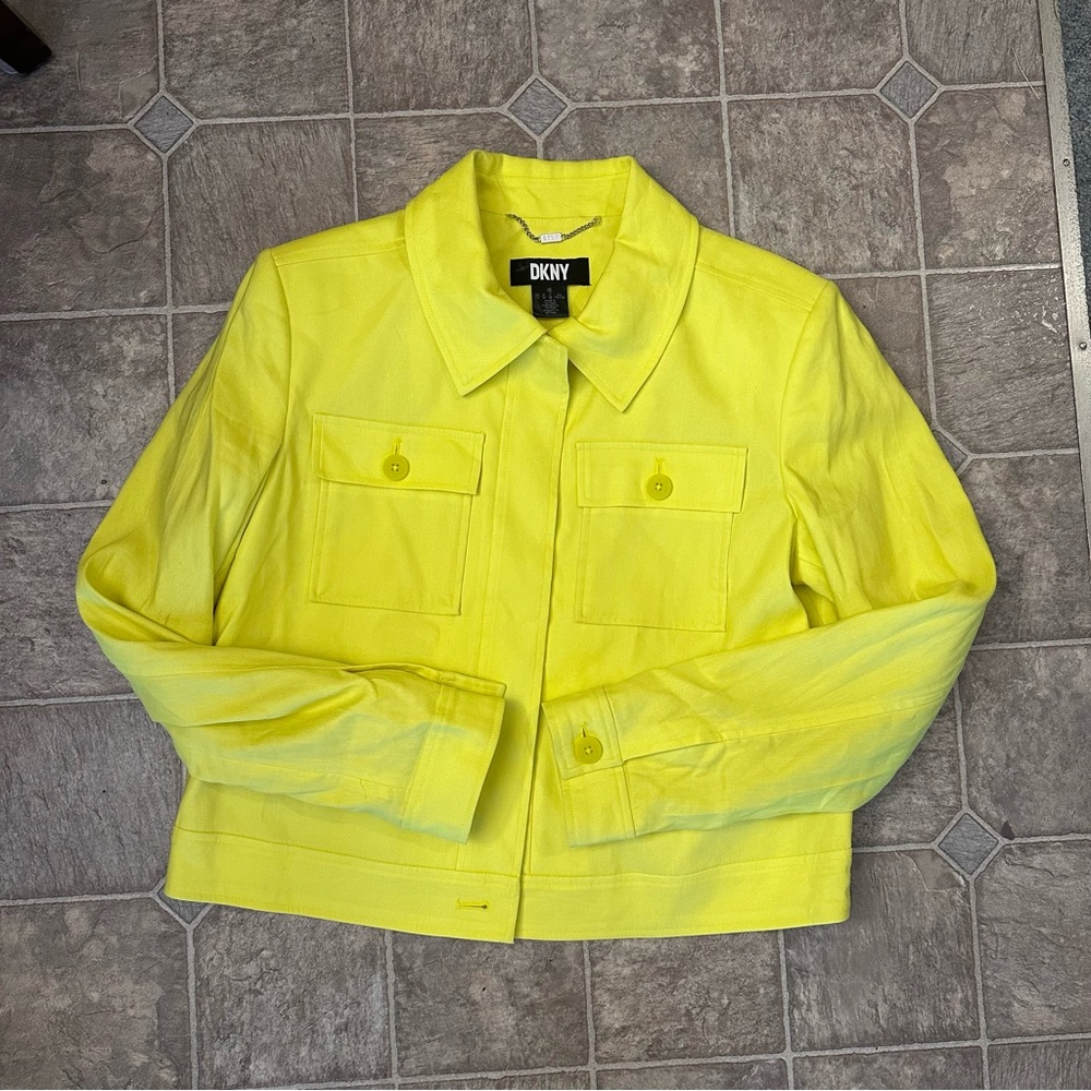 Dkny Textured Patch Pocket Crop Jacket Women's Ye… - image 1